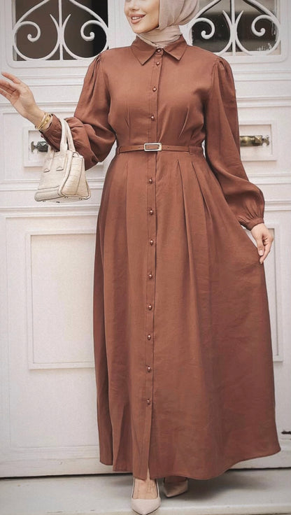 Turkish Style Cotton Fall Brown Dress