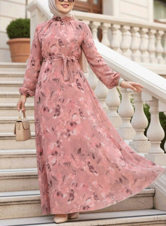Turkish Floral Chiffon Dress