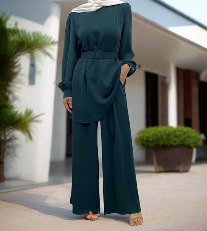 Dubai Style Belted Pant Suit(Multi Colors)