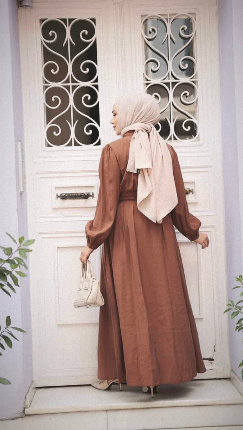 Turkish Style Cotton Fall Brown Dress