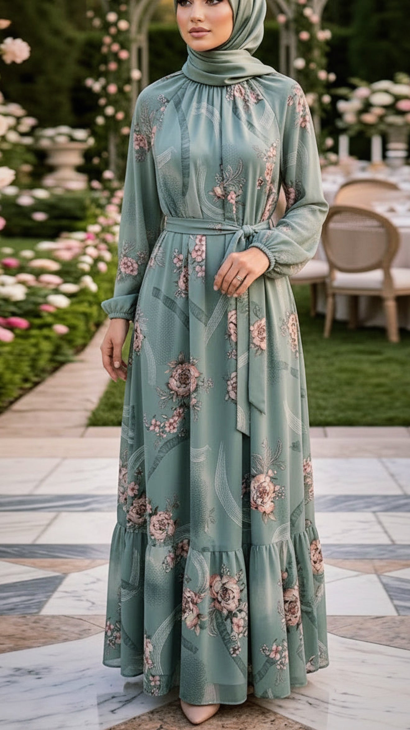 Summer Floral Chiffon Dress