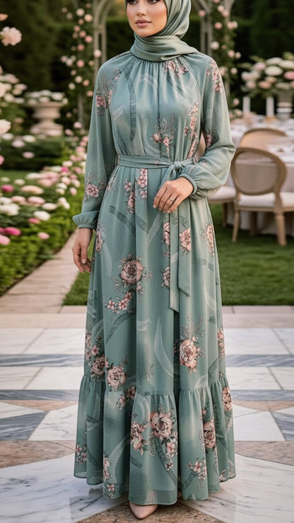 Summer Floral Chiffon Dress
