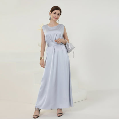 Basic Sleeveless Satin Underdress (Black,White,Beige)