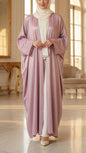 Metallic Open Abaya with Rhinestone Bell Sleeves