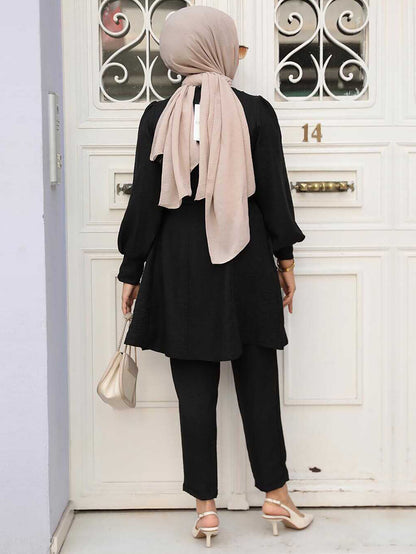 Crepe Corset Lace Up Pant Suit