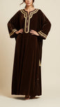Moroccan Velvet Gandoura Dark Brown