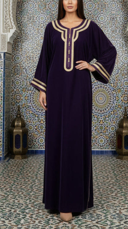 Moroccan Velvet Gandoura Purple