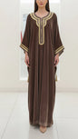 Moroccan Velvet Gandoura Soft Brown