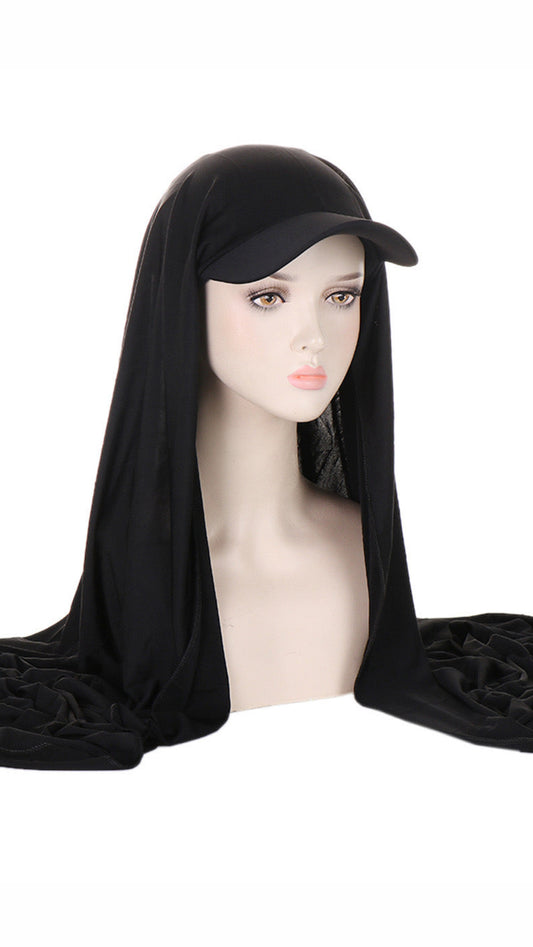 Hijabi Hat Attached Jersey Scarf