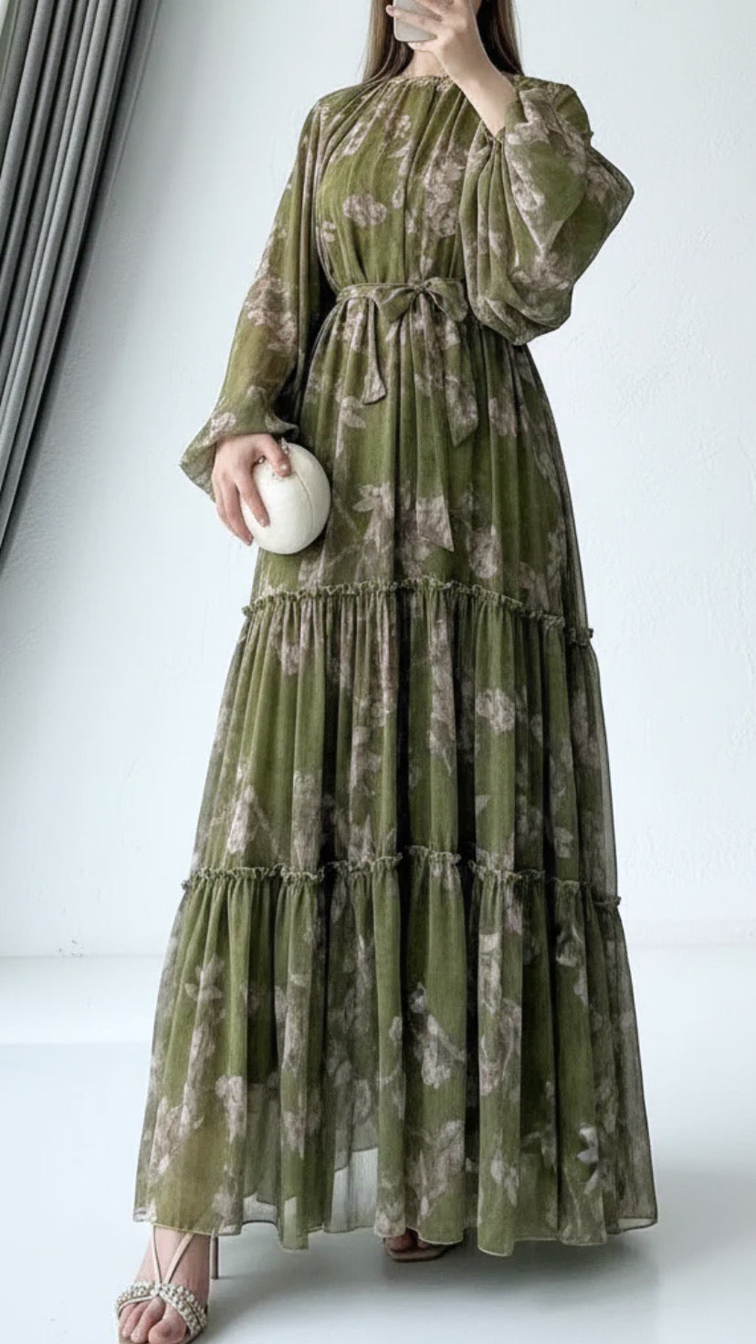 Floral Layered Chiffon Dress