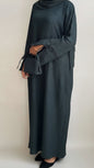 Beautiful Tie Sleeve Gray Abaya Dress
