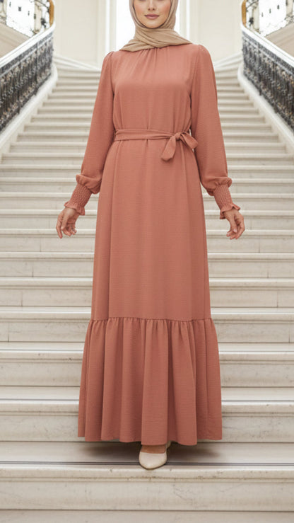 Summer Waffle Sleeved Crepe Dress
