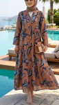 Summer Orange Paisley Button Down Dress