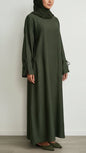 Beautiful Tie Sleeve Green Abaya Dress