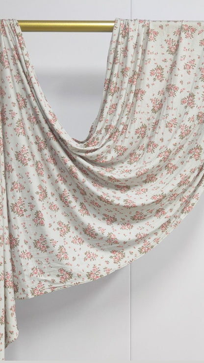 Ivory Pink Floral Jersey Cotton Print Hijab