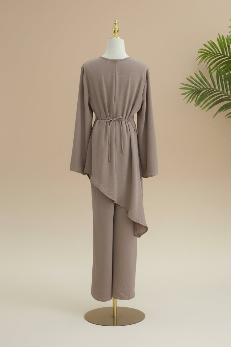 Crepe High Low Top Pant Suit