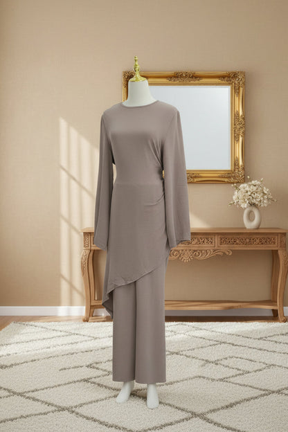 Crepe High Low Top Pant Suit