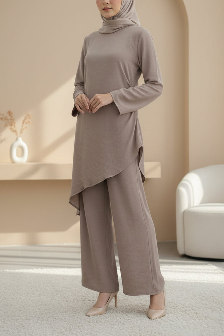 Crepe High Low Top Pant Suit