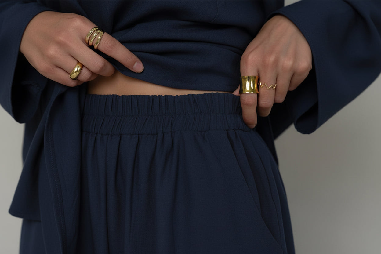 Crepe High Low Top Pant Suit