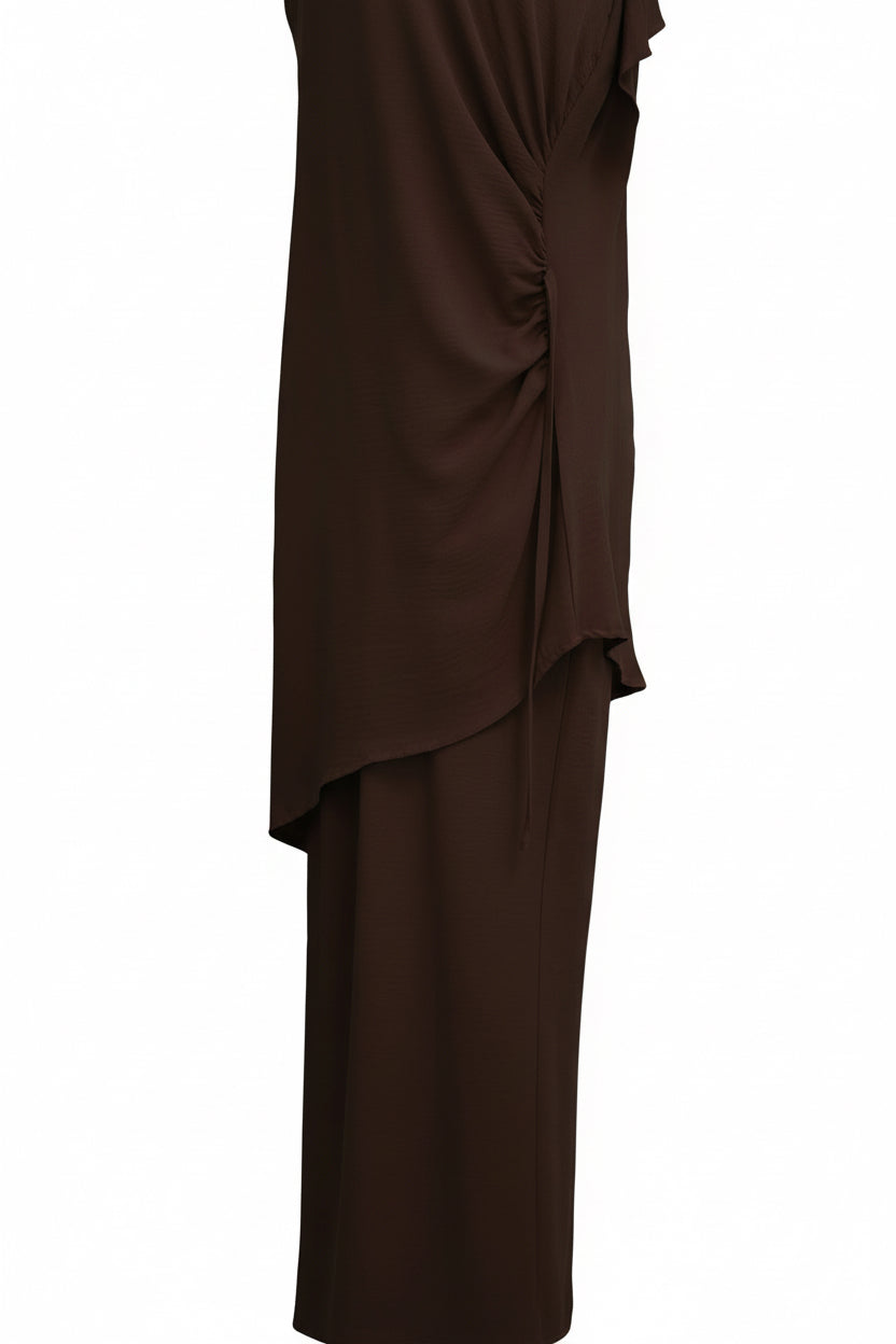 Crepe High Low Top Pant Suit
