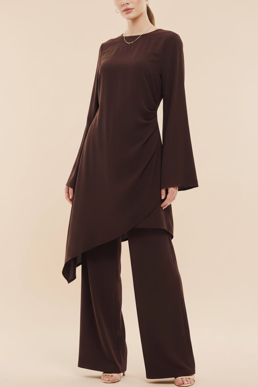 Crepe High Low Top Pant Suit