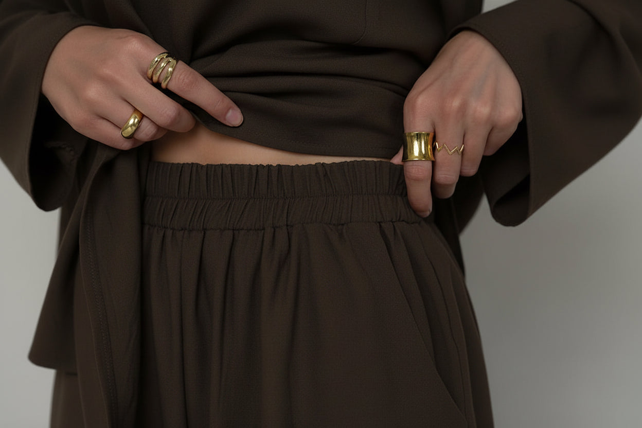 Crepe High Low Top Pant Suit