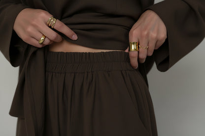 Crepe High Low Top Pant Suit