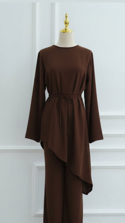 Crepe High Low Top Pant Suit