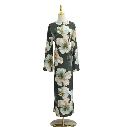 Floral Print Satin Dress