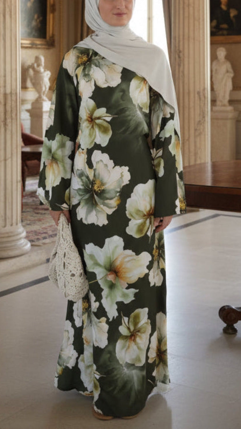 Floral Print Satin Dress