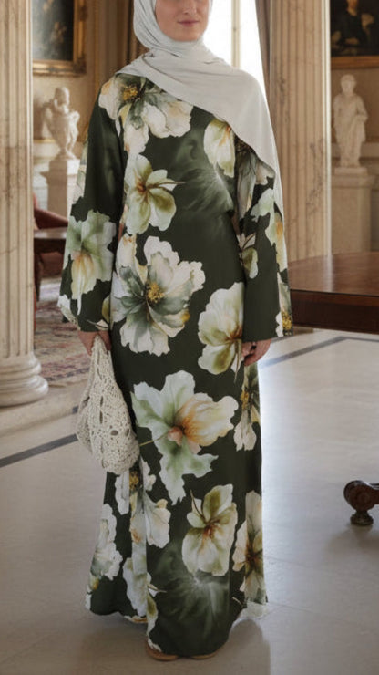 Floral Print Satin Dress