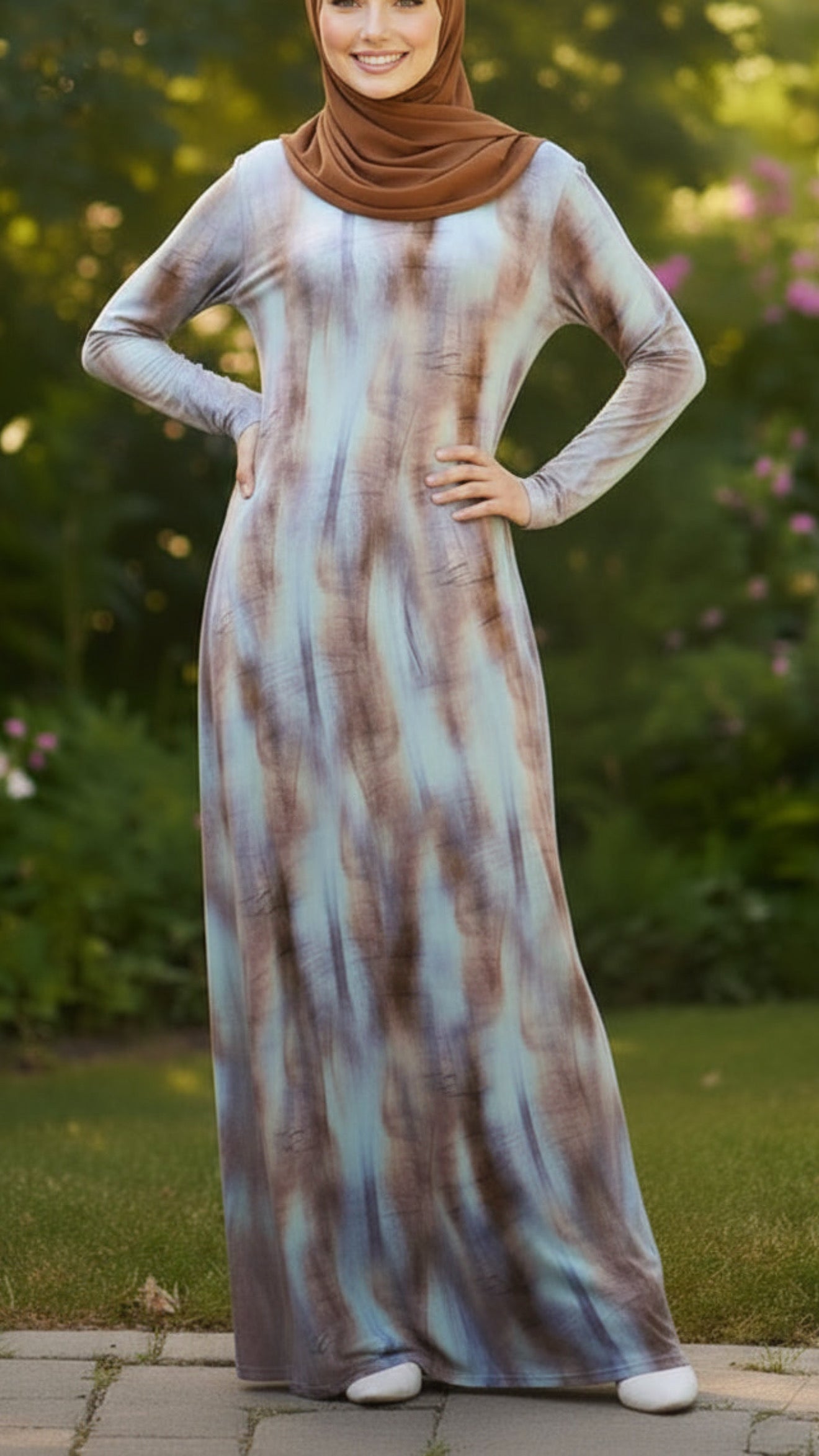 Sky Blue Watercolor Corset Back Dress