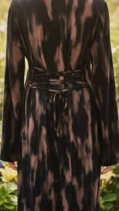 Black Watercolor Corset Back Dress