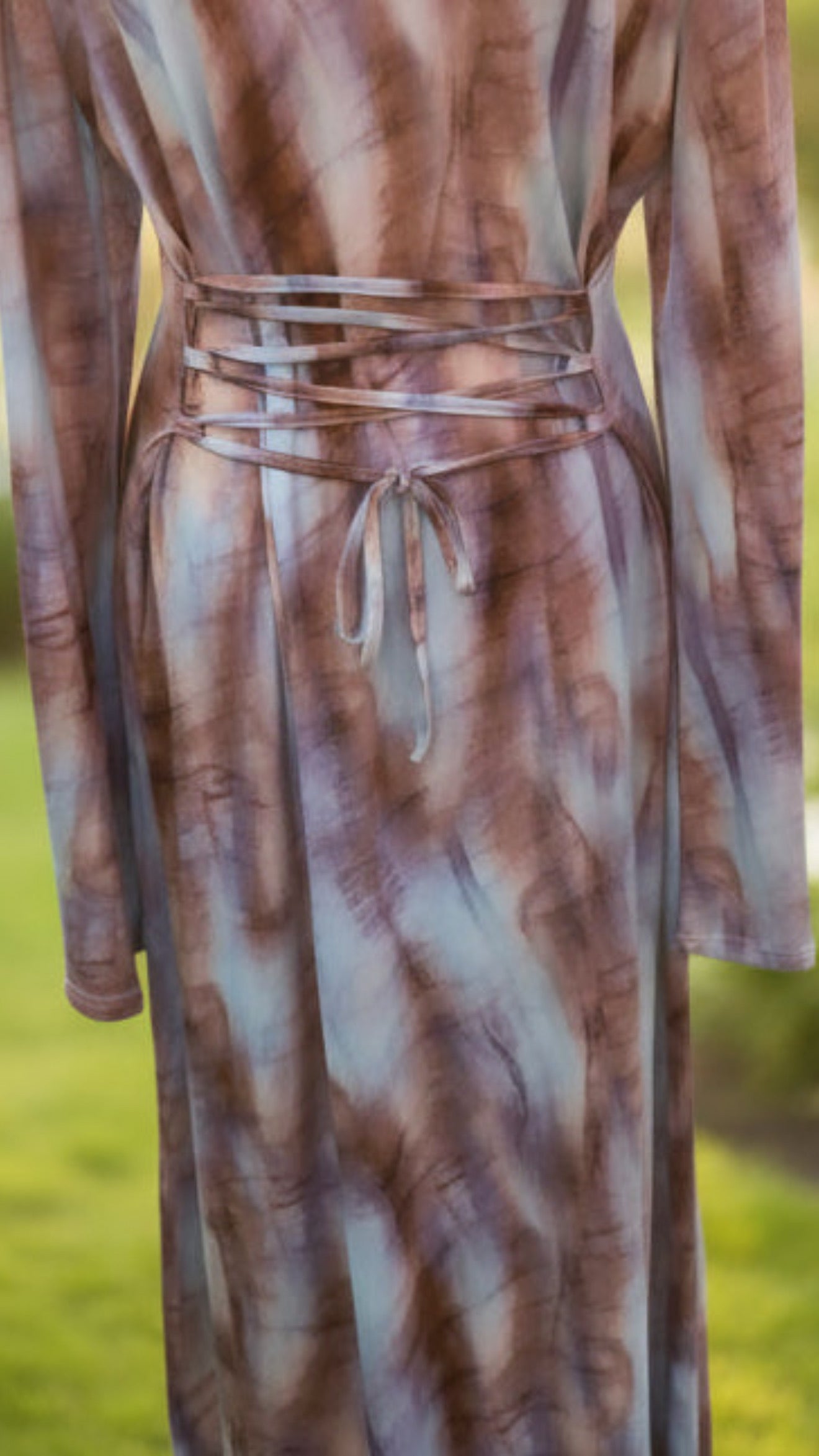 Sky Blue Watercolor Corset Back Dress