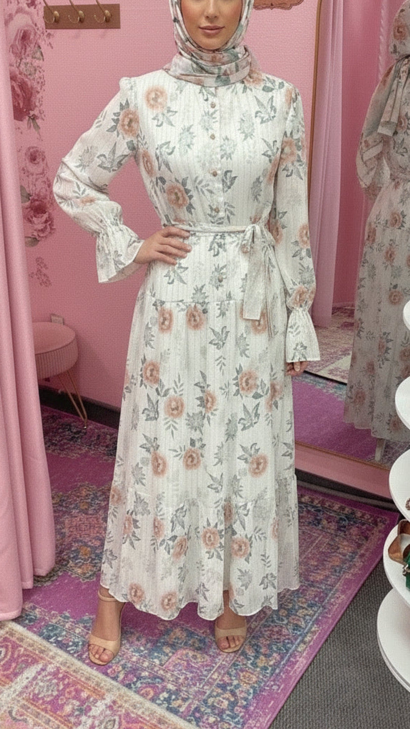 Turkish Style Chiffon Button Down Floral