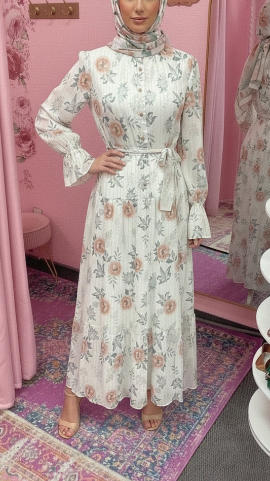 Turkish Style Chiffon Button Down Floral