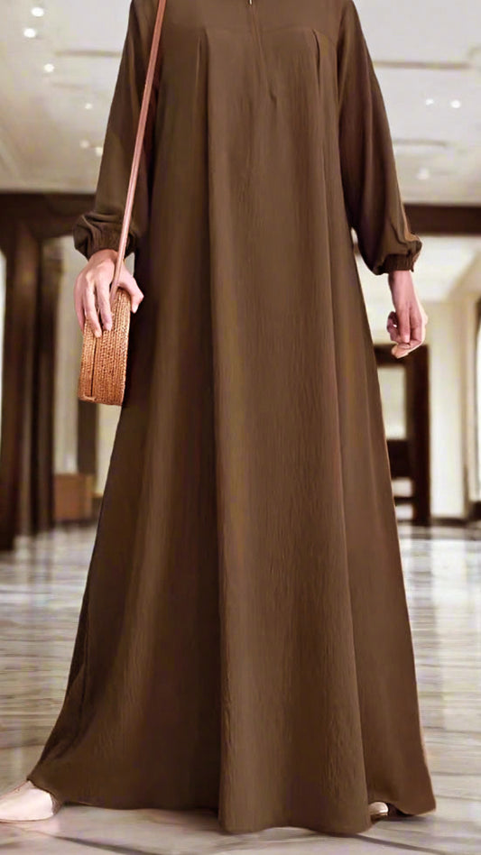 Brown Abaya Dress with Front Zipper(Multi Colors)