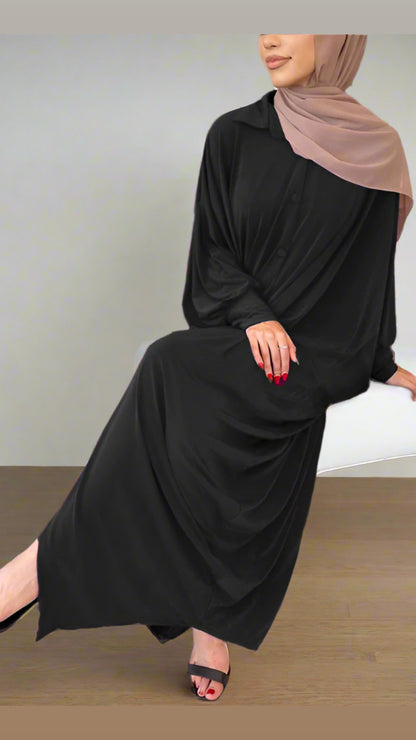 Button Down Butterfly Abaya Dress (Multi Colors)