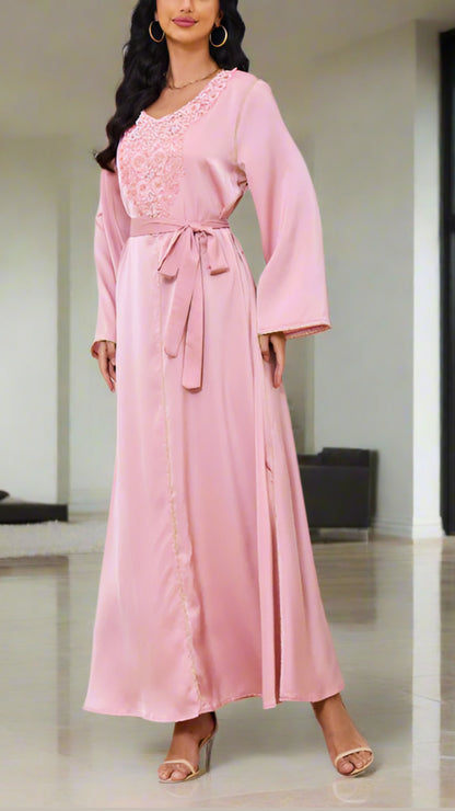 Dubai Style Beaded Abaya Dress(Multi Colors)