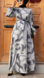 Elegant Turkish Geometric Satin Dress
