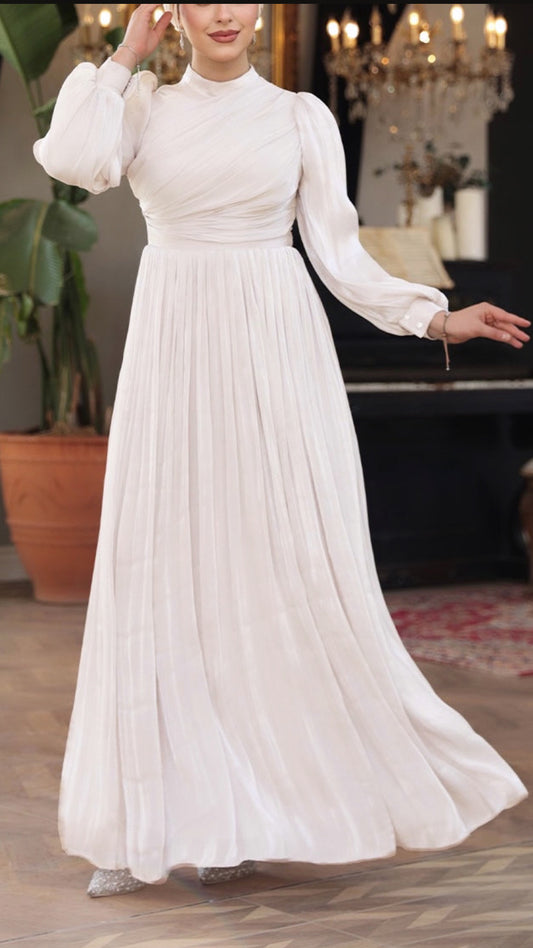 Elegant Turkish Satin Chiffon Gown