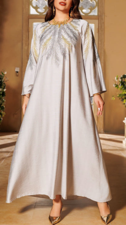 Embroidered Rhinestone Abaya Dress(Multi Colors)