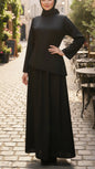 Asymmetrical Wide Sleeved Black Skirt Set
