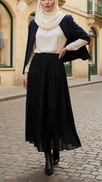 Black French Umbrella Chiffon Skirt