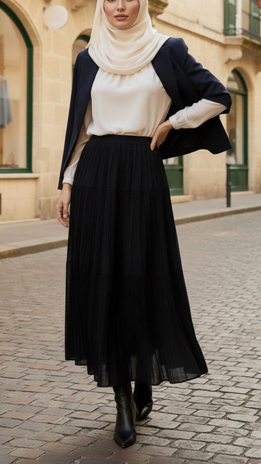 Black French Umbrella Chiffon Skirt