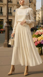 Cream French Umbrella Chiffon Skirt