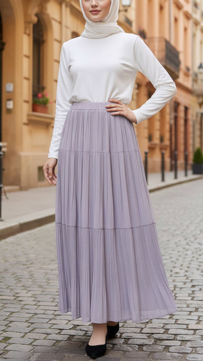 Taro French Umbrella Chiffon Skirt