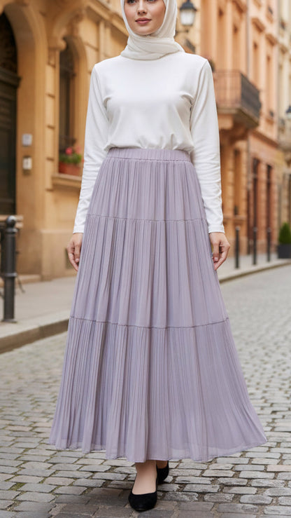 Taro French Umbrella Chiffon Skirt