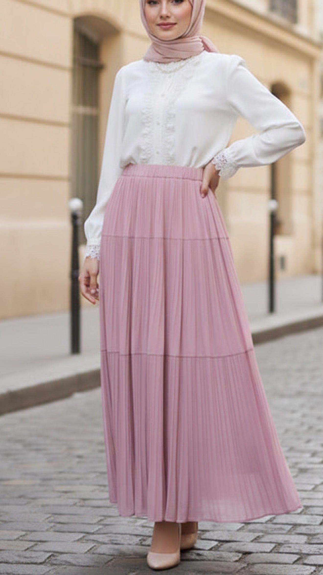 Pink French Umbrella Chiffon Skirt