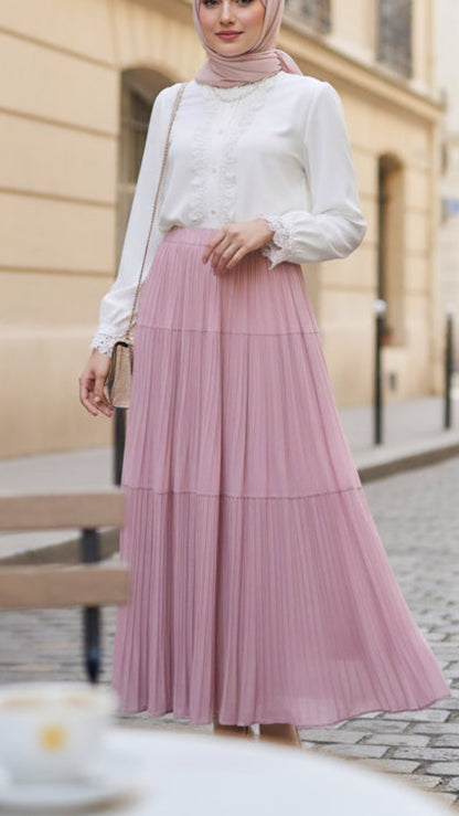 Pink French Umbrella Chiffon Skirt